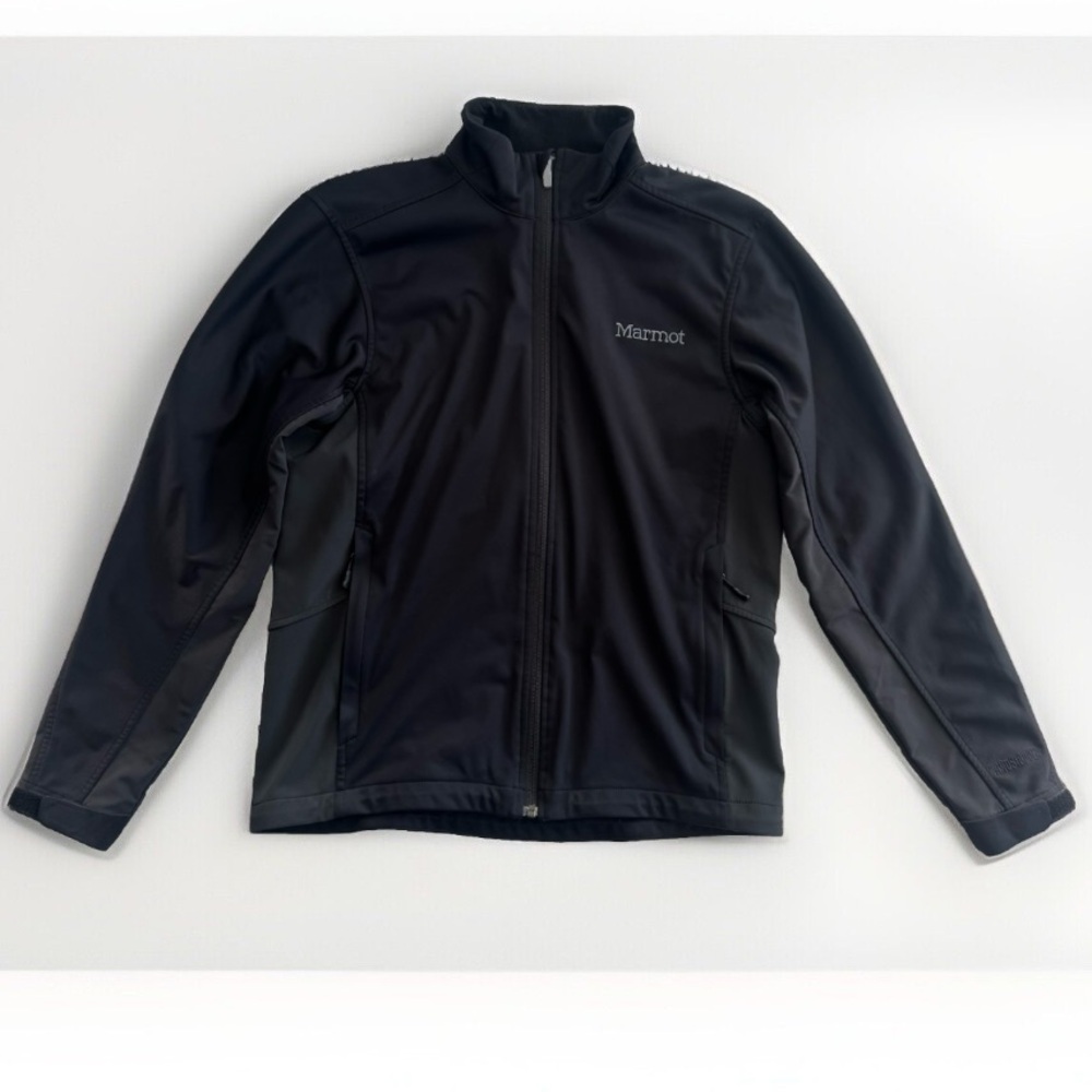 Marmot Men’s Jacket Black Grey Windstopper Full Zip Pockets Sz Small